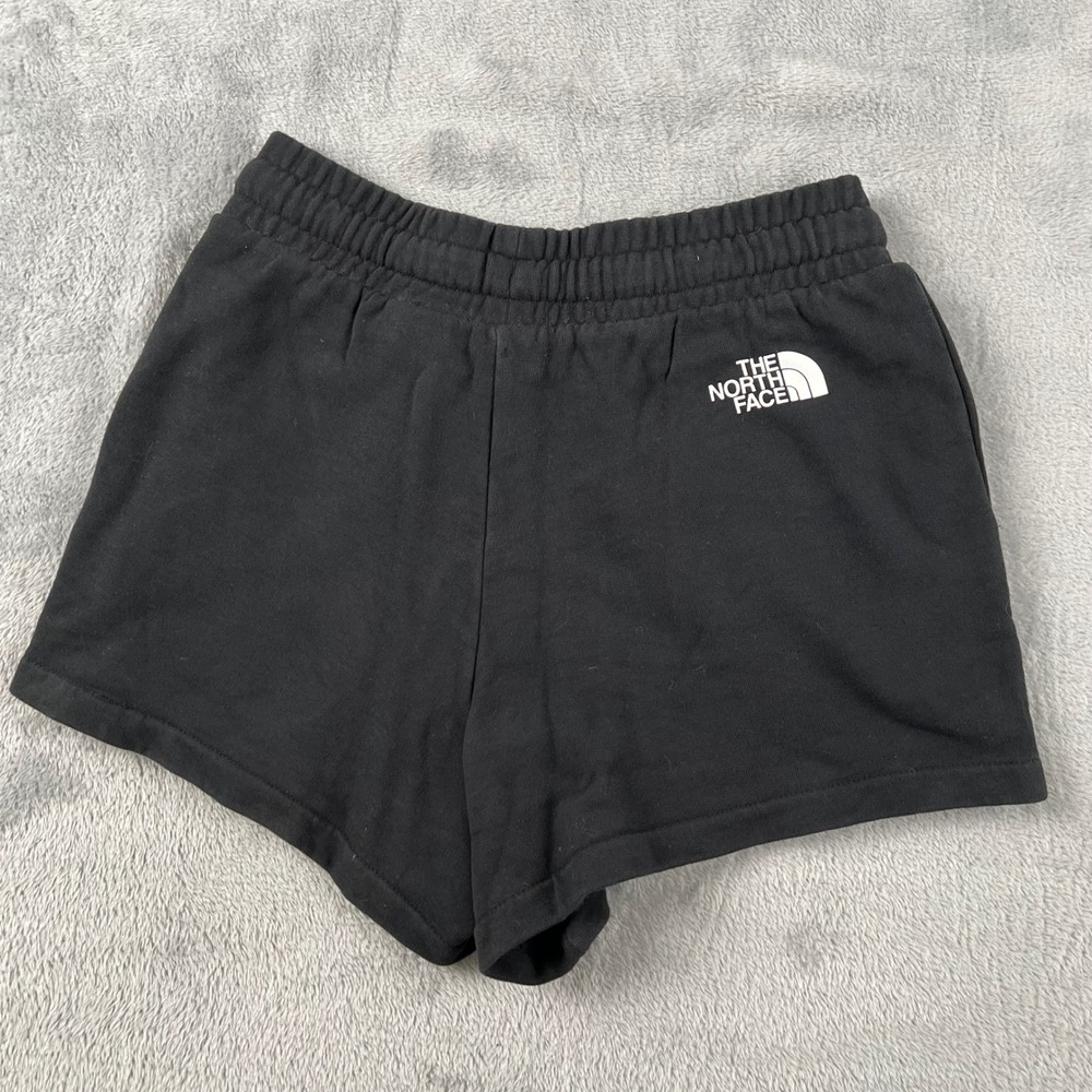 The North Face Womens Size S P Black Sweat Shorts Logo Drawstring Waist Lounge - Picture 8 of 12